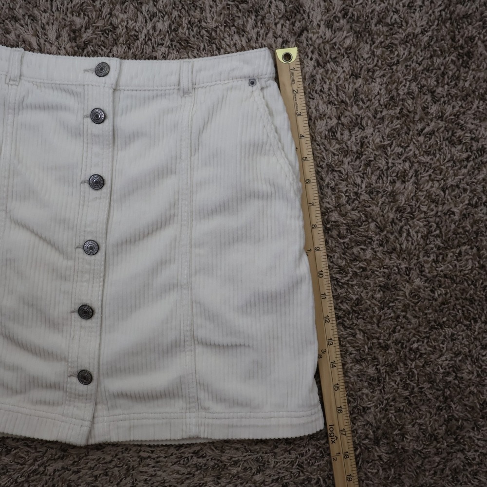 Abercrombie & Fitch Corduroy Mini Skirt Ivory Womens Medium Waist 29" Length 17" - Picture 8 of 10